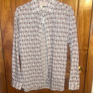 Joseph Abboud Patterned Dress Shirt - Red and White